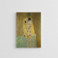 The Kiss by Klimt velvet wall tapestry – iconic gold art nouveau embracing couple flat product view