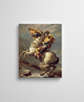 Napoleon Crossing the Alps velvet wall tapestry – Napoleon on rearing horse crossing mountain pass classical painting flat product view
