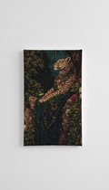 Regal leopard forest velvet wall tapestry – regal leopard in dark forest setting flat product view