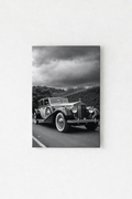 Rolls Royce velvet wall tapestry – dramatic black and white vintage Rolls Royce flat product view