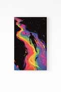 Cosmic soul velvet wall tapestry – colorful neon psychedelic figure art flat product view