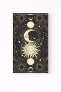 Sun and moon velvet wall tapestry – tarot-style black and cream sun and moon illustration flat product view