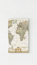 Vintage world map in warm antique tones with detailed continents and oceans, printed on a velvet wall tapestry