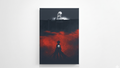 Attack on Titan Eren Yeager velvet wall tapestry – Eren with wings of freedom in deep crimson against dark skies and founding titan skull looming above