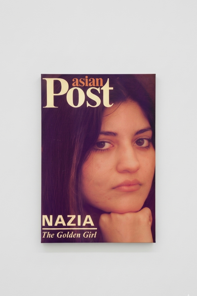 Nazia Hassan velvet wall tapestry – retro magazine cover tribute with warm vintage tones and The Golden Girl text flat product view