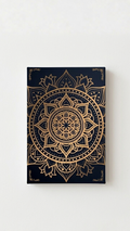 Navy gold mandala velvet wall tapestry – intricate gold mandala on deep navy background flat product view
