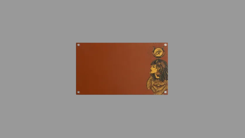 Egyptian goddess velvet wall tapestry – Eye of Horus terracotta design