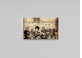 One Piece Straw Hat Crew velvet wall tapestry – Luffy and the crew in raw sepia sketch style with the Going Merry in the background