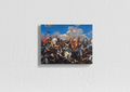 Alexander the Great battle velvet wall tapestry – bold baroque battle scene in vivid color flat product view