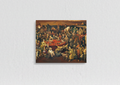 Greatest minds in history velvet wall tapestry – maximalist collage of historical figures in rich color flat product view