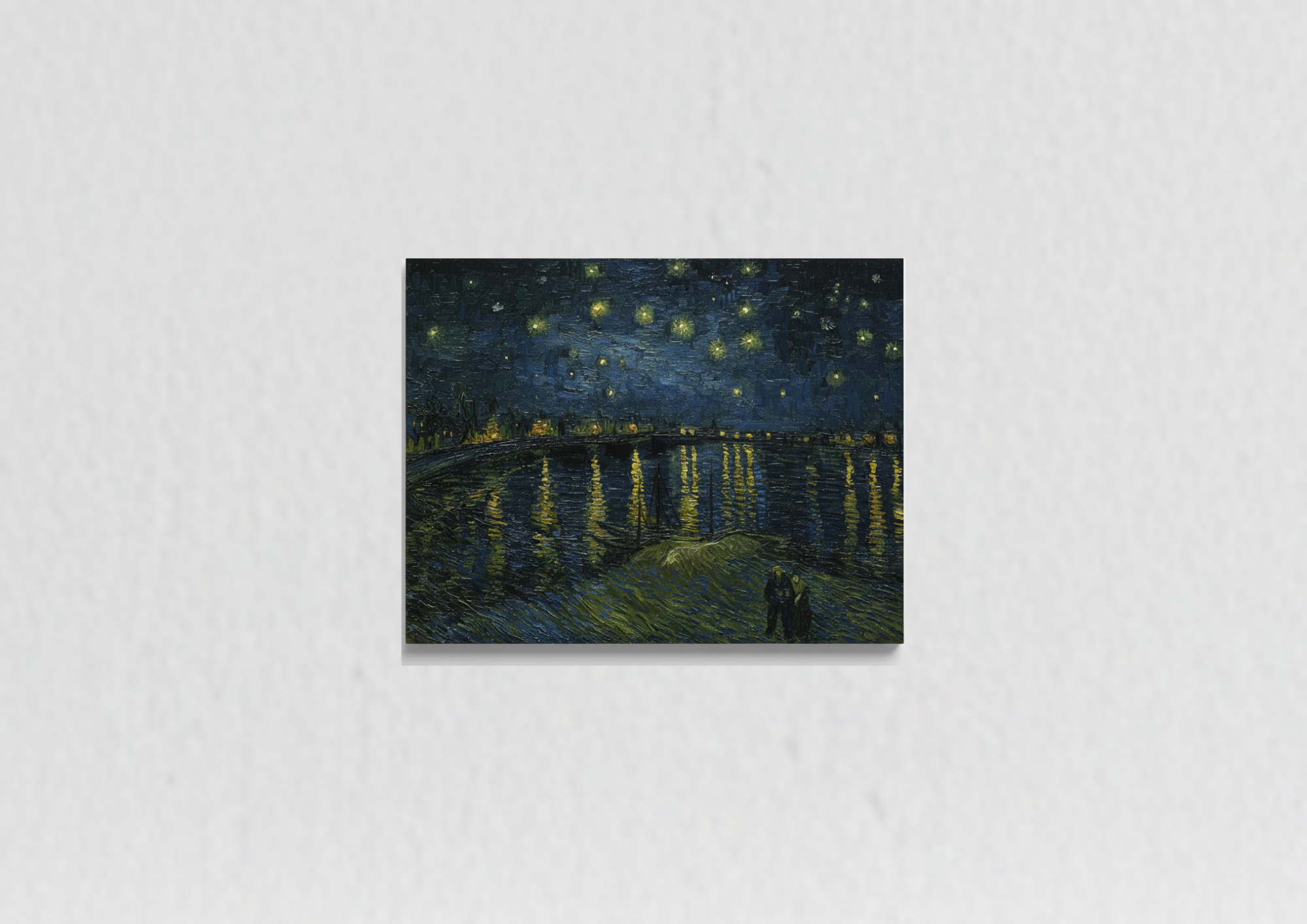 Van Gogh Starry Night Over the Rhone velvet wall tapestry – deep blue night reflections over the Rhone river flat product view