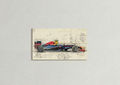 F1 Red Bull side profile blueprint velvet wall tapestry – full side profile blueprint of Red Bull F1 car with gear diagrams flat product view