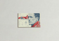 Michael Schumacher F1 blueprint velvet wall tapestry – technical line art portrait with Ferrari car and Japanese annotations on cream background