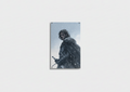 Jon Snow Game of Thrones velvet wall tapestry – painted illustration portrait with fur cloak and Longclaw sword in icy grey snowfall