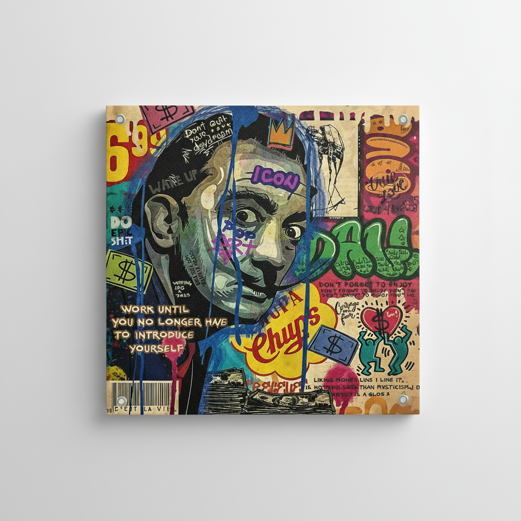 Salvador Dalí pop art velvet wall tapestry – graffiti hustle design