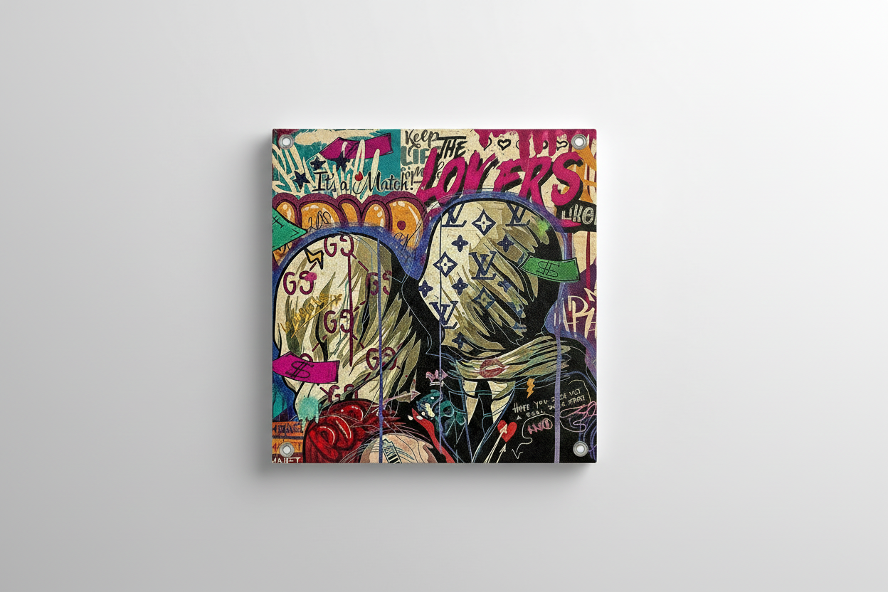 Lovers pop art velvet wall tapestry – graffiti romance design