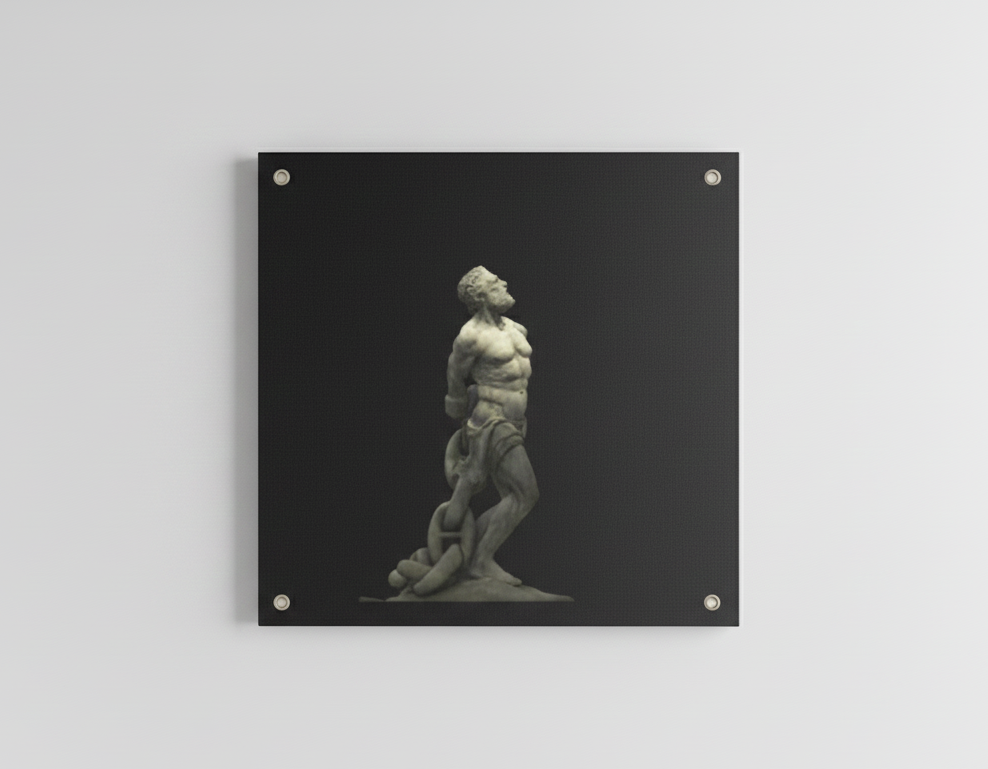 Hercules Greek statue velvet wall tapestry – dark black classical design