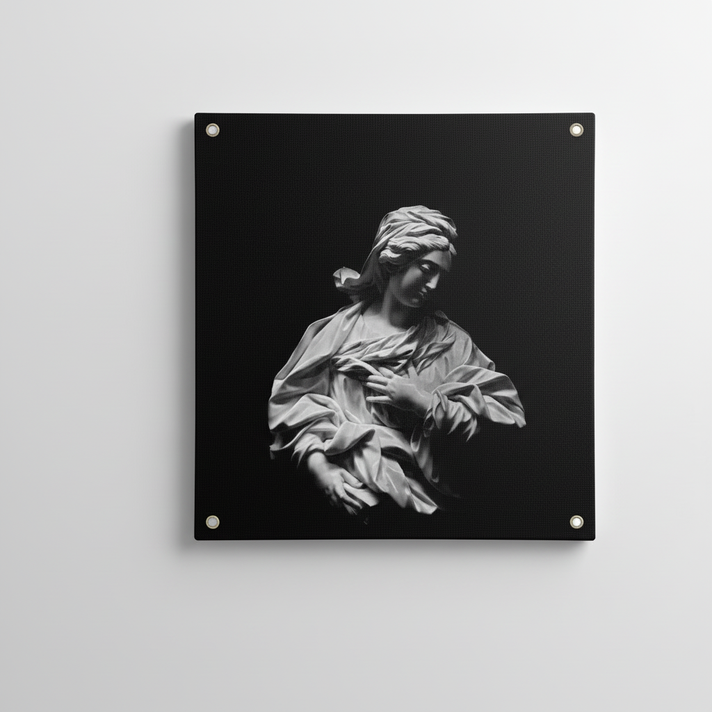 Virgin Mary marble velvet wall tapestry – dark spiritual design