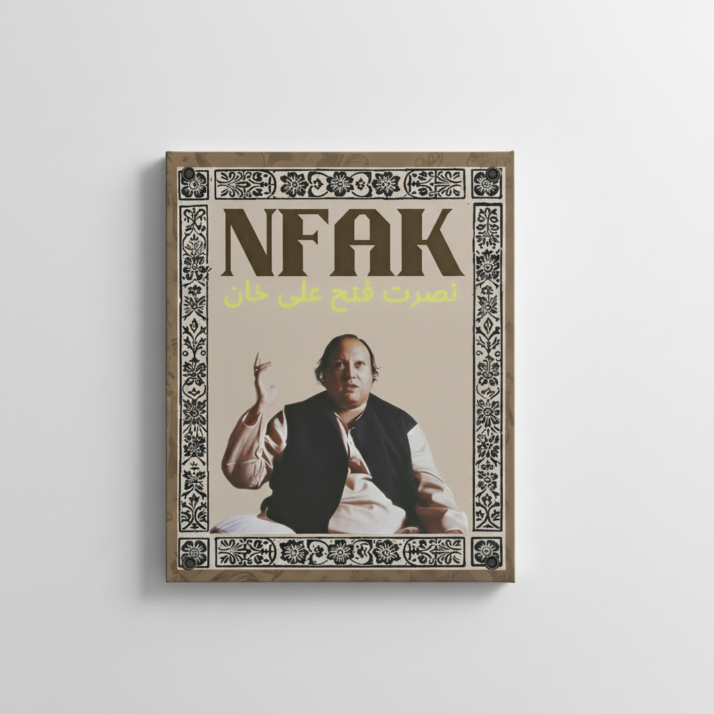 Nusrat Fateh Ali Khan velvet wall tapestry – qawwali tribute design