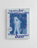 Nazia Hassan Aap Jaisa Koi velvet wall tapestry – desi pop zine aesthetic portrait in blue and pink flat product view