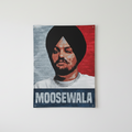 Sidhu Moosewala portrait velvet wall tapestry – red grey tribute design