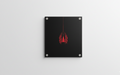 Miles Morales Spider-Man velvet wall tapestry – bold red spider symbol descending on thread against pure black background