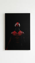 Spider-Man Dark velvet wall tapestry – Spidey standing in deep black with dramatic underlighting on red and black suit eyes sharp and focused