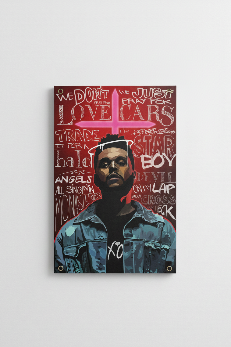 The Weeknd Starboy velvet wall tapestry – dark lyric art design